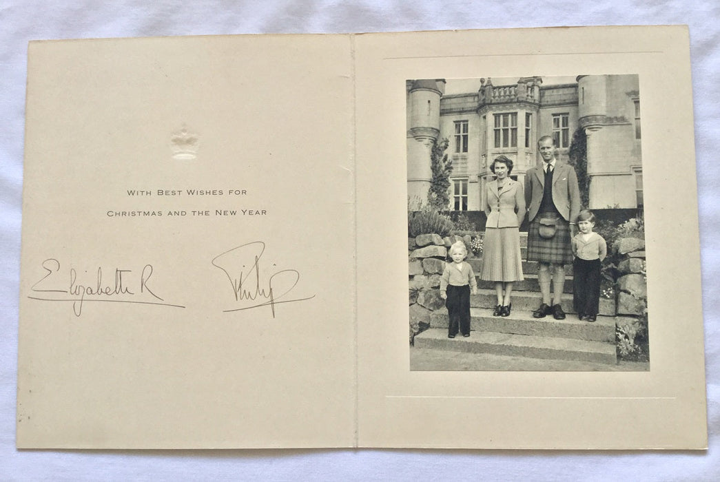 Queen Elizabeth and Prince Philip signed Christmas card