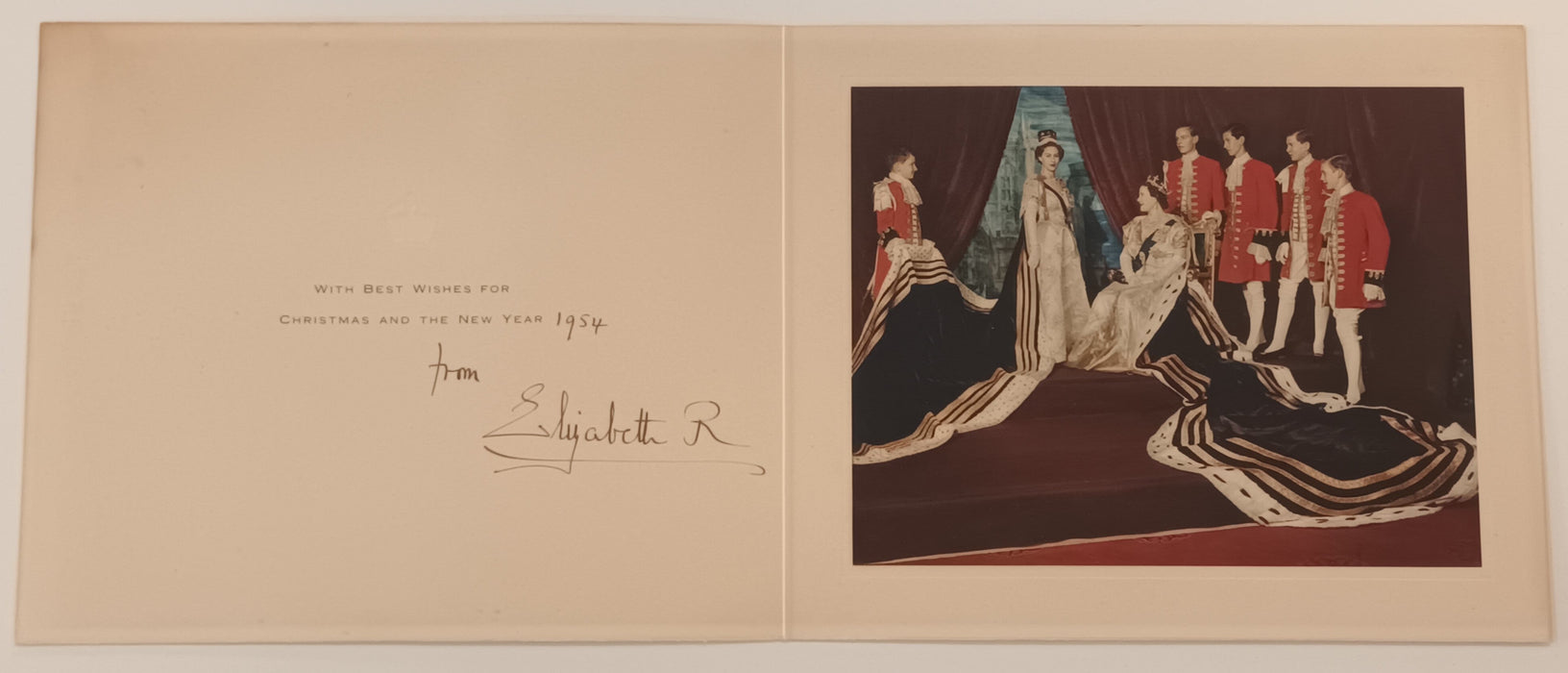 Queen Mother "Coronation Day" 1954 signed Christmas card