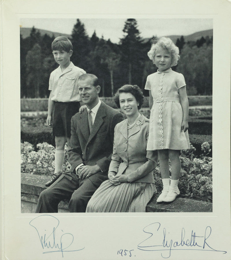 Queen Elizabeth II & Prince Philip signed 1955 Royal Christmas card