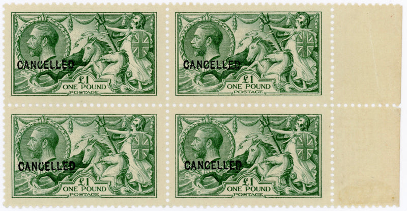 Great Britain 1913 £1 dull blue green "Seahorses", SG404