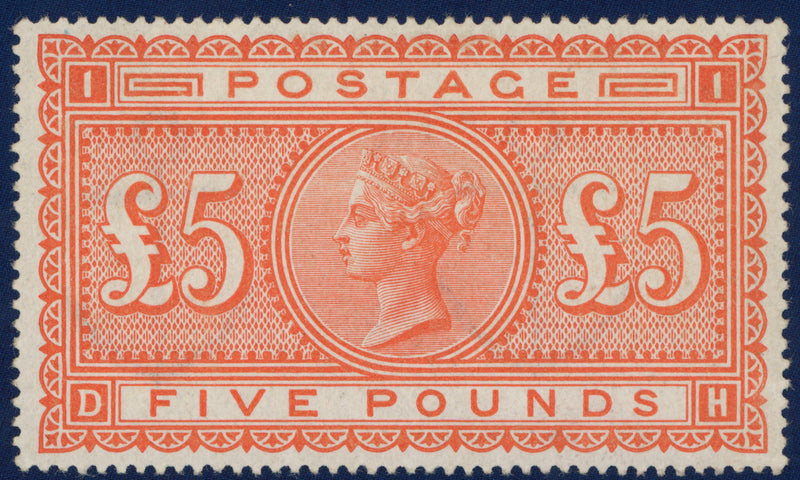 Great Britain 1882 £5 Orange Plate 1 (white paper), SG137
