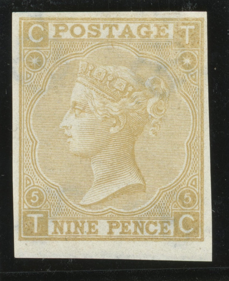 Great Britain 1865 9d straw Plate 5, (Watermark Emblems), SG98var