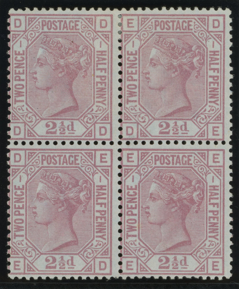 GREAT BRITAIN 1875 2 1/2d Rosy mauve PI1 (Blued paper), SG138