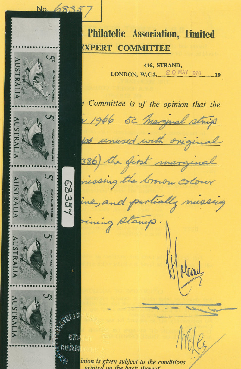 Australia 1966-73 Decimal currency 5c 'Yellow-tailed Thornbill', SG386/a