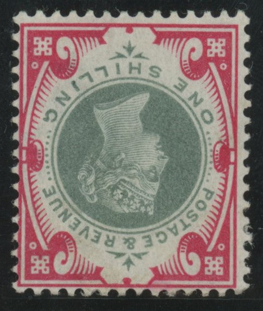 GREAT BRITAIN 1900 1s Green &carmine (Wmk Inverted), SG 214wi