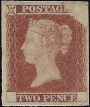 Great Britain 1841 2d Red Brown on "Dickison" Silk thread paper. SGDP44