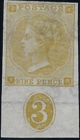 Great Britain 1862 9d Bistre PL3. SG88var