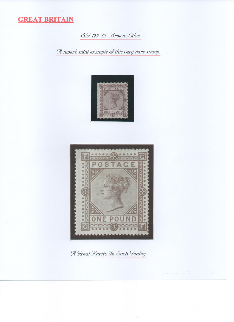 Great Britain 1878 (26 September) £1 Brown-lilac (Plate 1) SG129