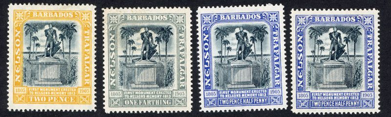 Barbados 1907 Nelson Centenary set of 4, SG158/162a