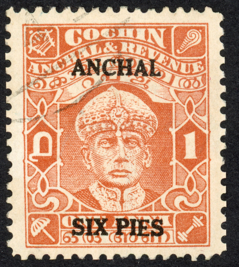 I.F.S. COCHIN 1942-4 6p on 1a brown-orange, SG81
