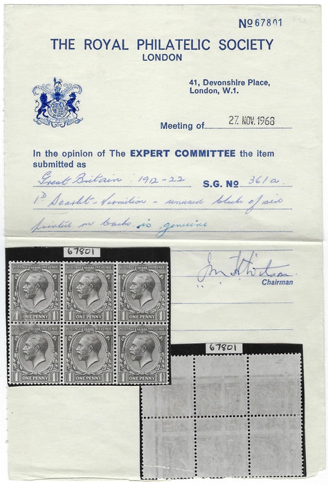 Great Britain 1912 1d Scarlet-vermilion, SG361