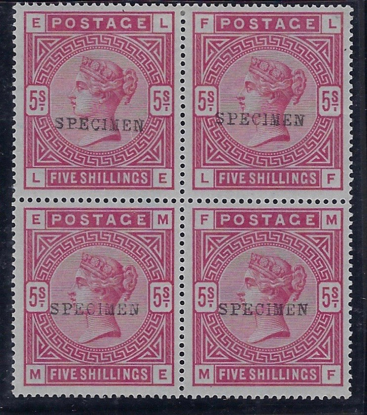 Great Britain 1884 5s Rose (Blued paper). SG176s