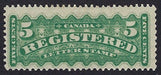Canada 1875-92 Registration Stamps 5c green (shades) perforations 12 x 11¾, unused, SGR11