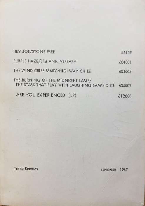 Jimi Hendrix signed card