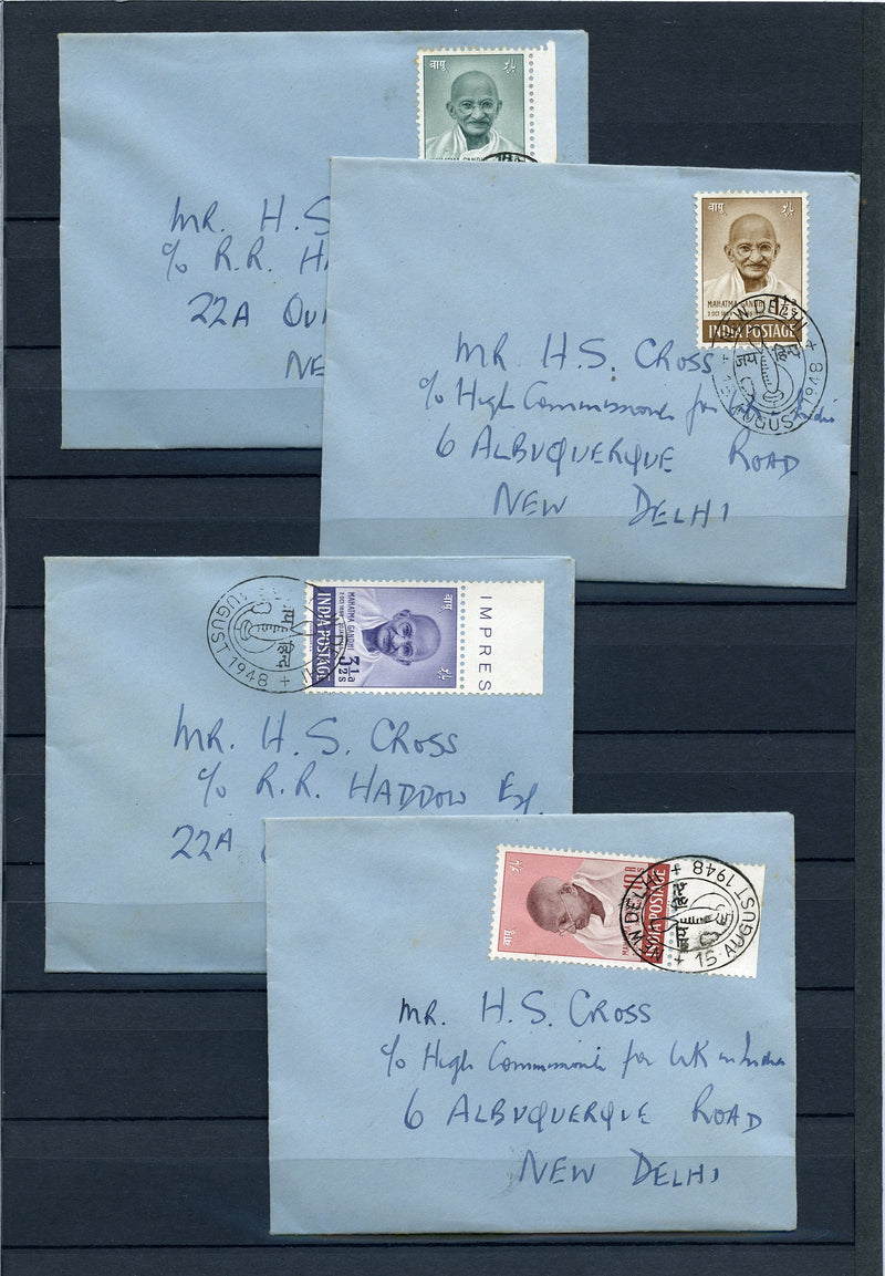 India 1948 First Anniversary of Independence (Gandhi) set of 4 FDC, SG305/308