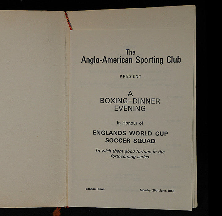 England 1966 World Cup complete squad signed menu