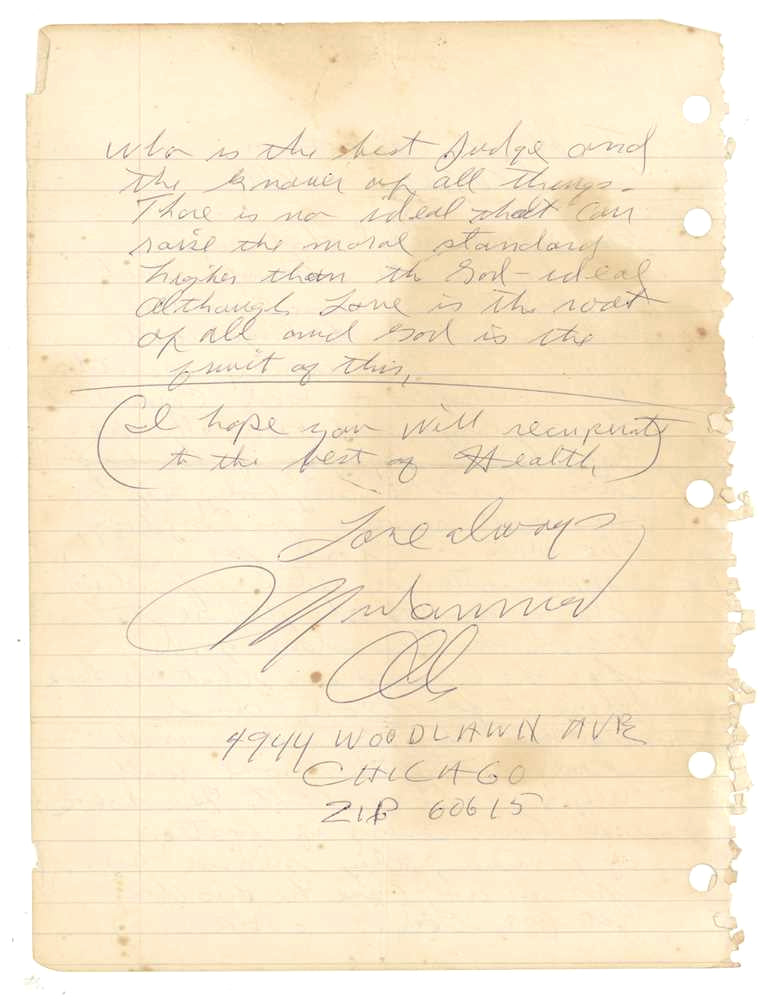 Muhammad Ali handwritten letter