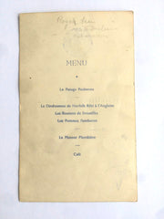 Charles De Gaulle signed WW2 menu