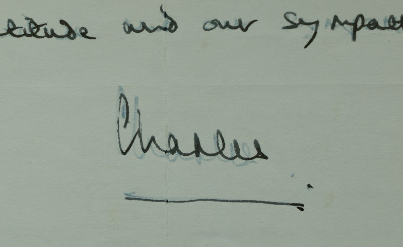 Charles III handwritten and signed note