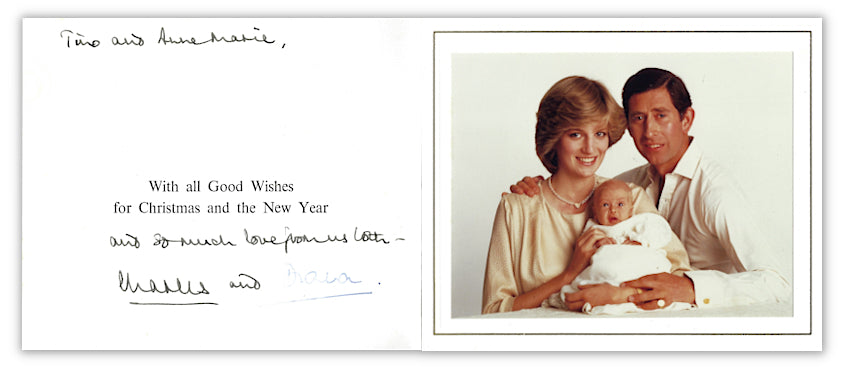 Prince Charles and Princess Diana signed 1982 Royal Christmas card