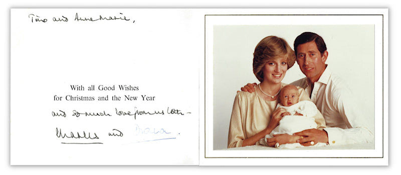 Prince Charles and Princess Diana signed 1982 Royal Christmas card