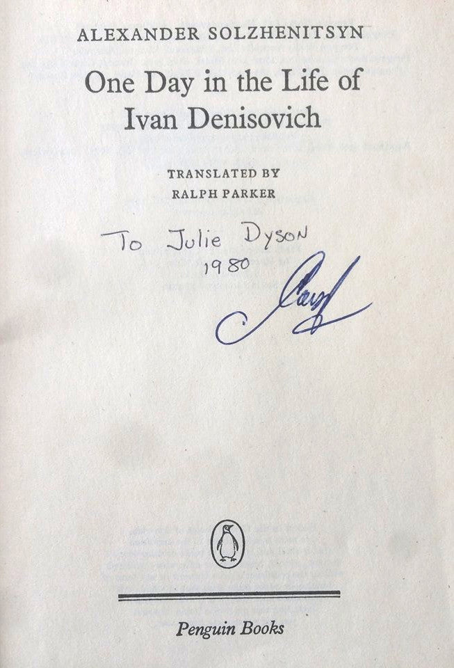 Alexandr Solzhenitsyn signed copy of One Day in the Life of Ivan Denisovich