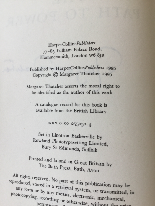 Margaret Thatcher autographed limited edition book
