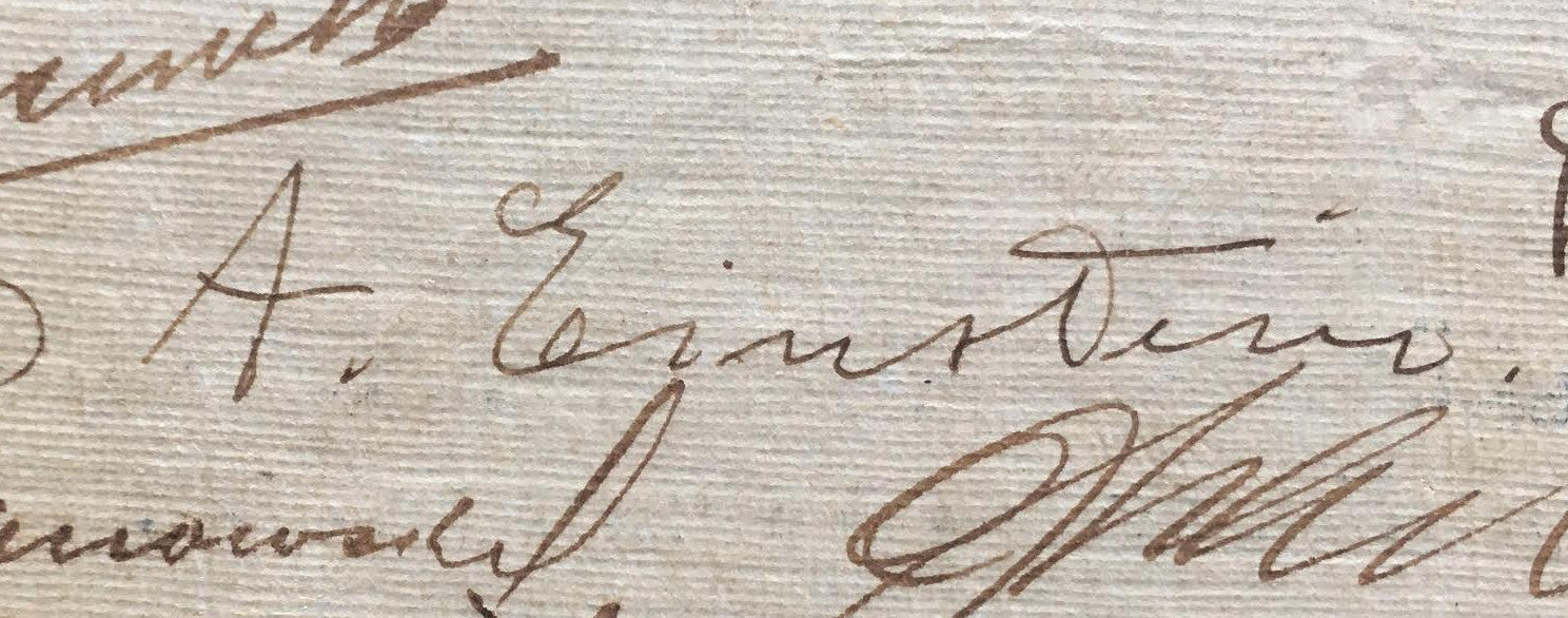 Albert Einstein autographed album page