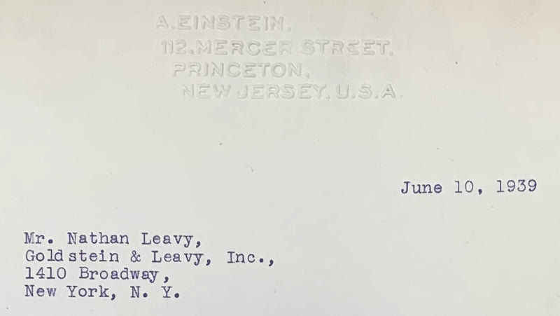 Albert Einstein typed and signed letter