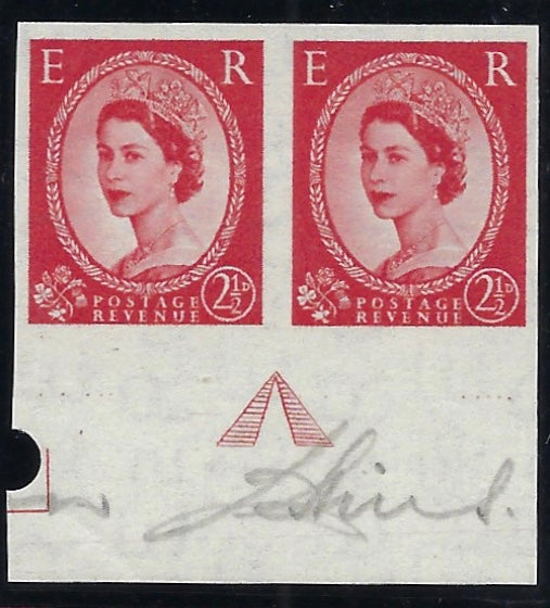 Great Britain 1956 2½d Carmine-red 'Wildings' (Watermark St Edwards Crown Sideways).  SG544var