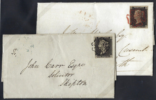 Great Britain 1840 1d Intense black & 1d Grey black P1.2, SG1,3