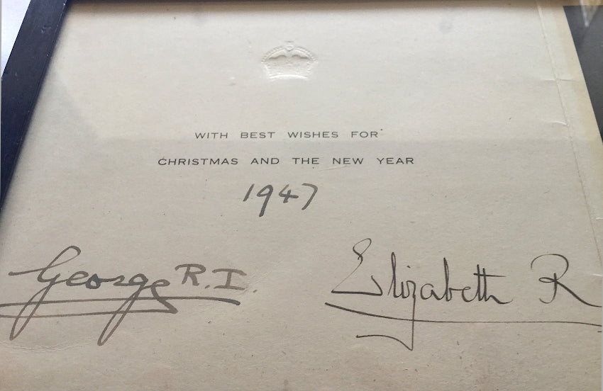 King George VI and Queen Elizabeth signed Christmas card