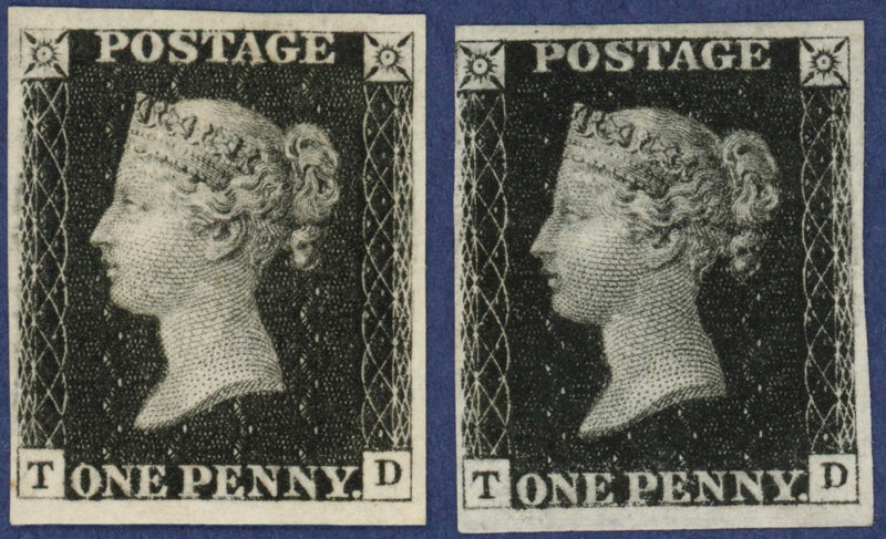 Great Britain 1840 1d black Plate 5, (First & Second registration sheet) imprimaturs, SG2
