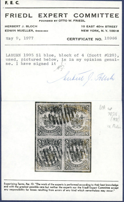 North Borneo Labuan 1904-05 $1 blue, SG139