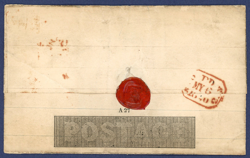 Great Britain 1840 1d Mulready Letterhead First Day of Usage, Forme 2, Stereo A27, ME1