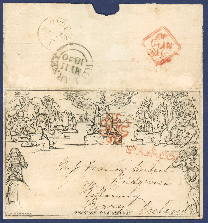 Great Britain 1840 1d Mulready Lettersheet (Forme 3, Stereo A36), SGME1