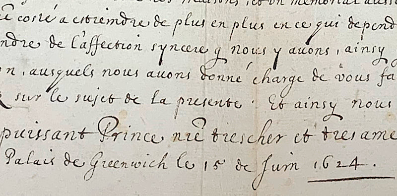 James I signed personal letter to Louis XIII