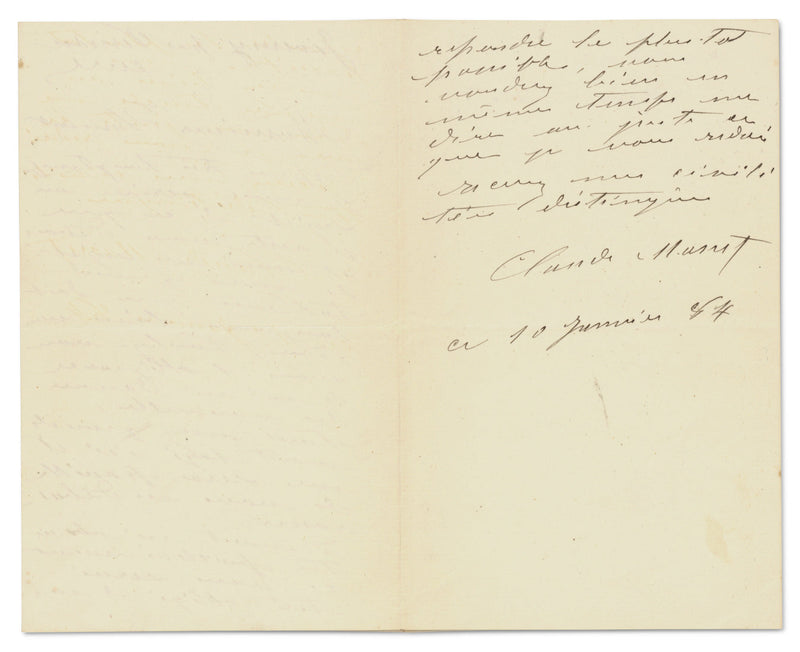 Claude Monet handwritten & signed letter