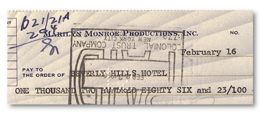 Marilyn Monroe autographed bank cheque