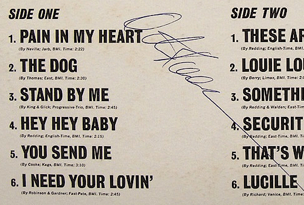 Otis Redding signed album cover