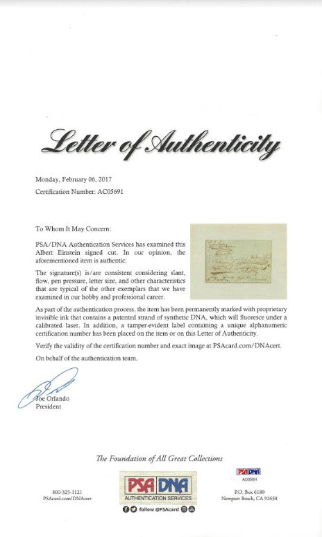 Albert Einstein autographed album page