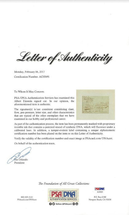 Albert Einstein autographed album page