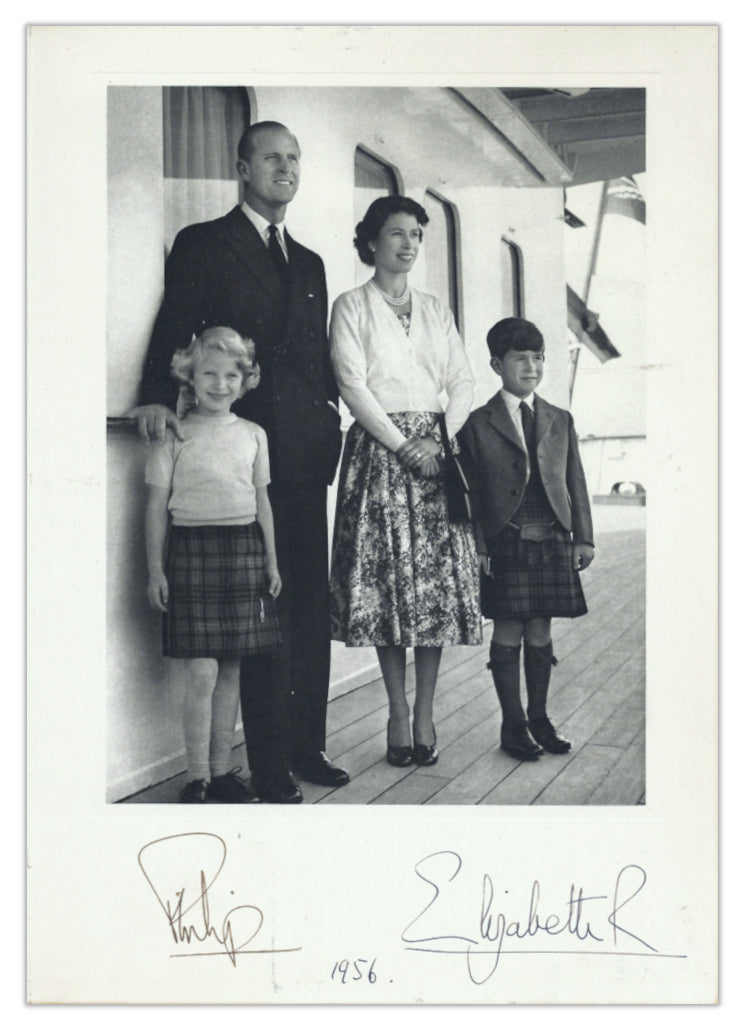 Queen Elizabeth II & Prince Philip signed 1956 Royal Christmas card