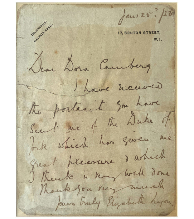Queen Mother handwritten and signed letter