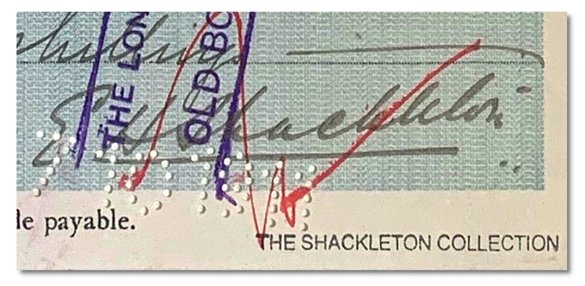 Ernest Shackleton signed bank cheque — JustCollecting