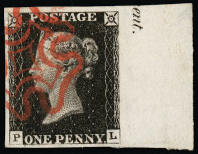 Great Britain 1840 1d Black Plate 1, SG2