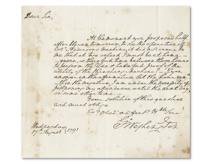 George Washington handwritten signed letter