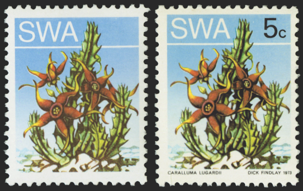 SOUTH WEST AFRICA 1973-79 Succulents 5c error, SG245a