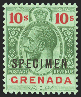 GRENADA 1913-22 10s emerald variety, Specimen, SG101as