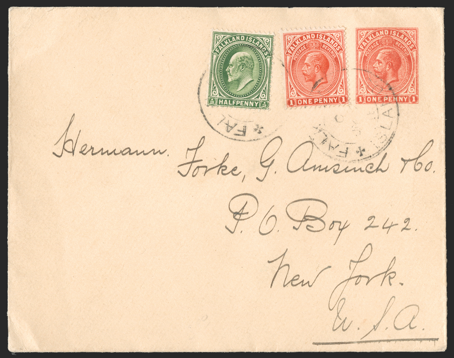 FALKLAND ISLANDS 1915 red Postal Stationery envelope, SG43c, 61